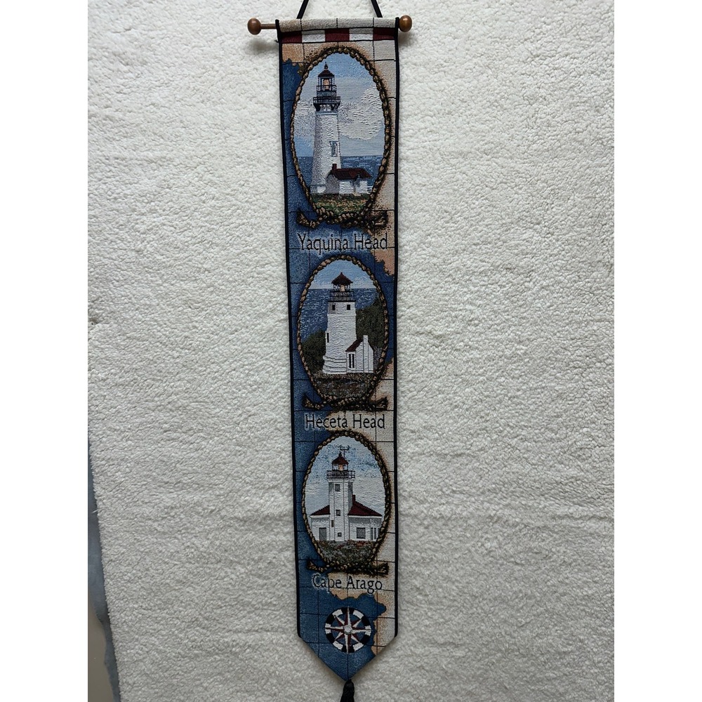 Bell Pull Oregon Lighthouses of the Northwest Tapestry Wall Hanging 6.75x41